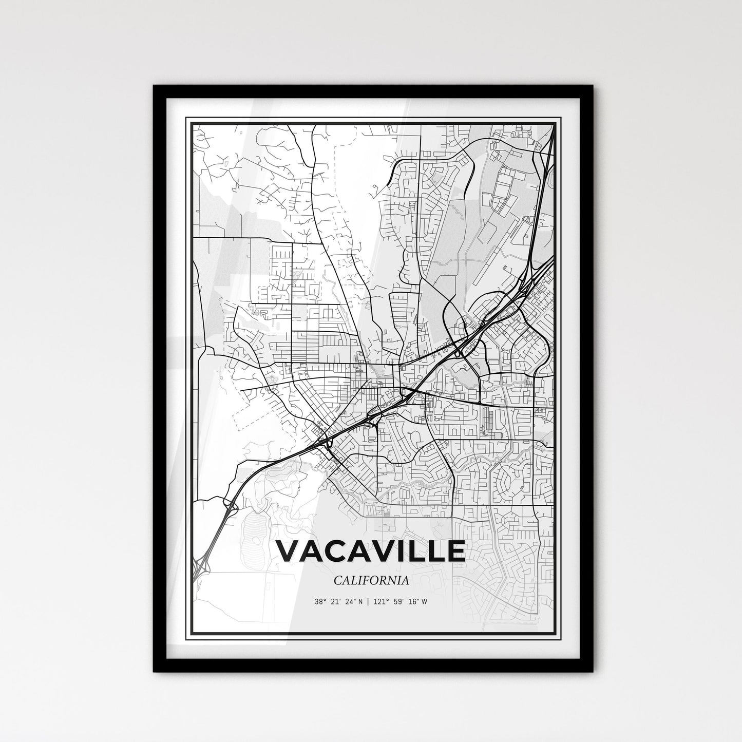 Vacaville California - Scandinavian Style City Map for Modern Home Decor