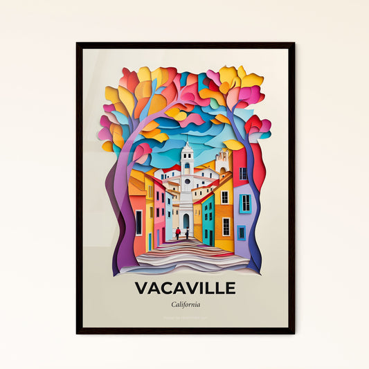 Vivid Vacaville, California - a colorful city with a clock tower and trees