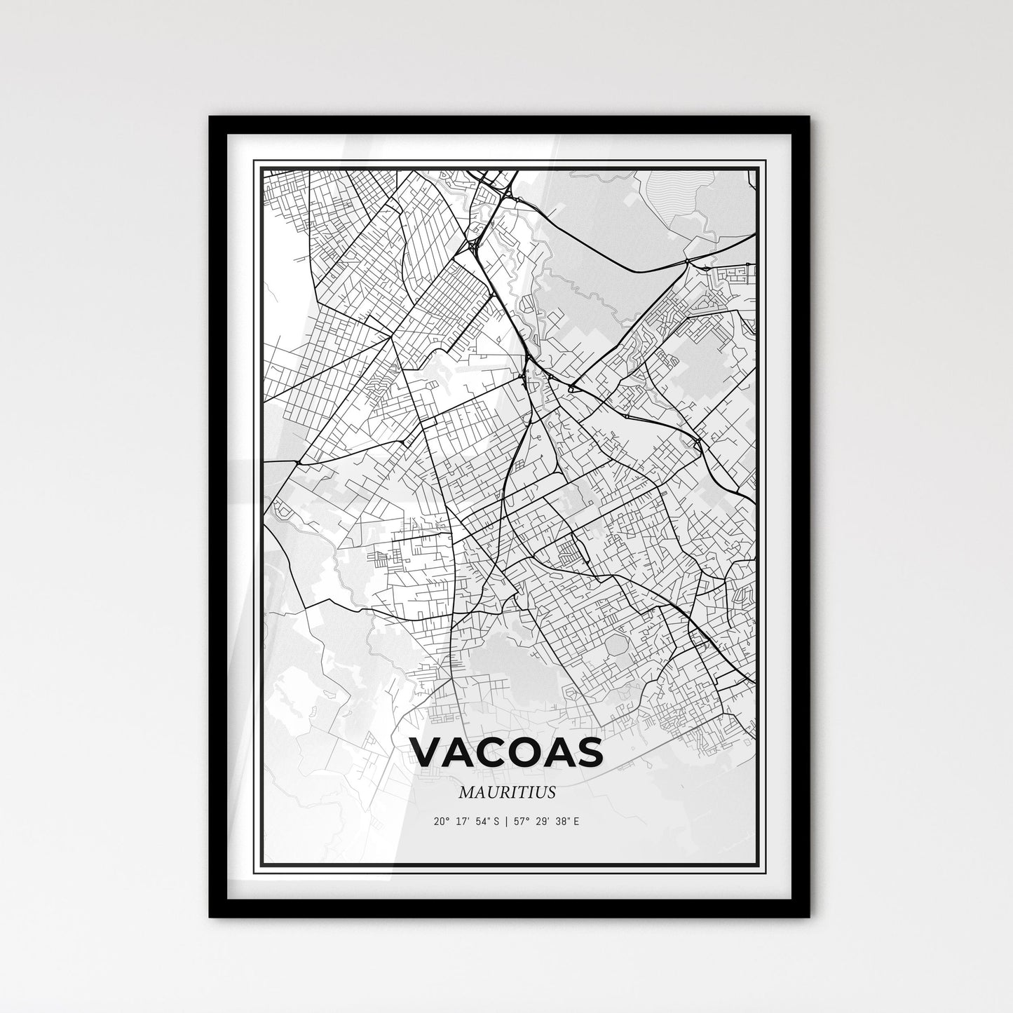 Vacoas Mauritius - Scandinavian Style City Map for Modern Home Decor