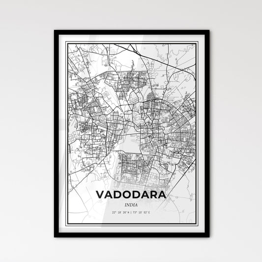 Vadodara India - Scandinavian Style City Map for Modern Home Decor