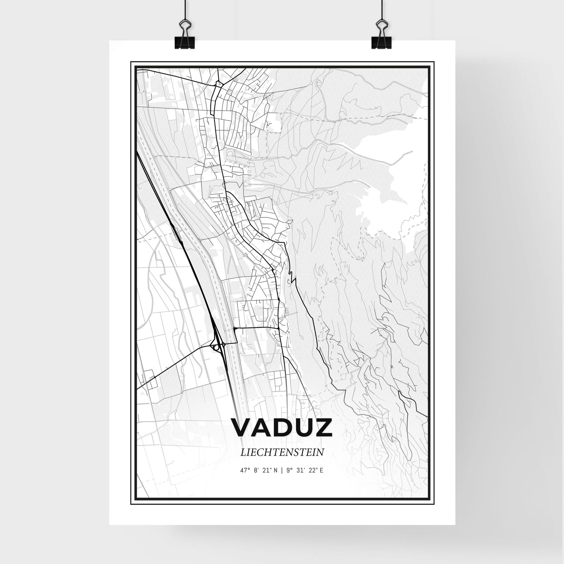 Vaduz Liechtenstein - Premium City Map Poster