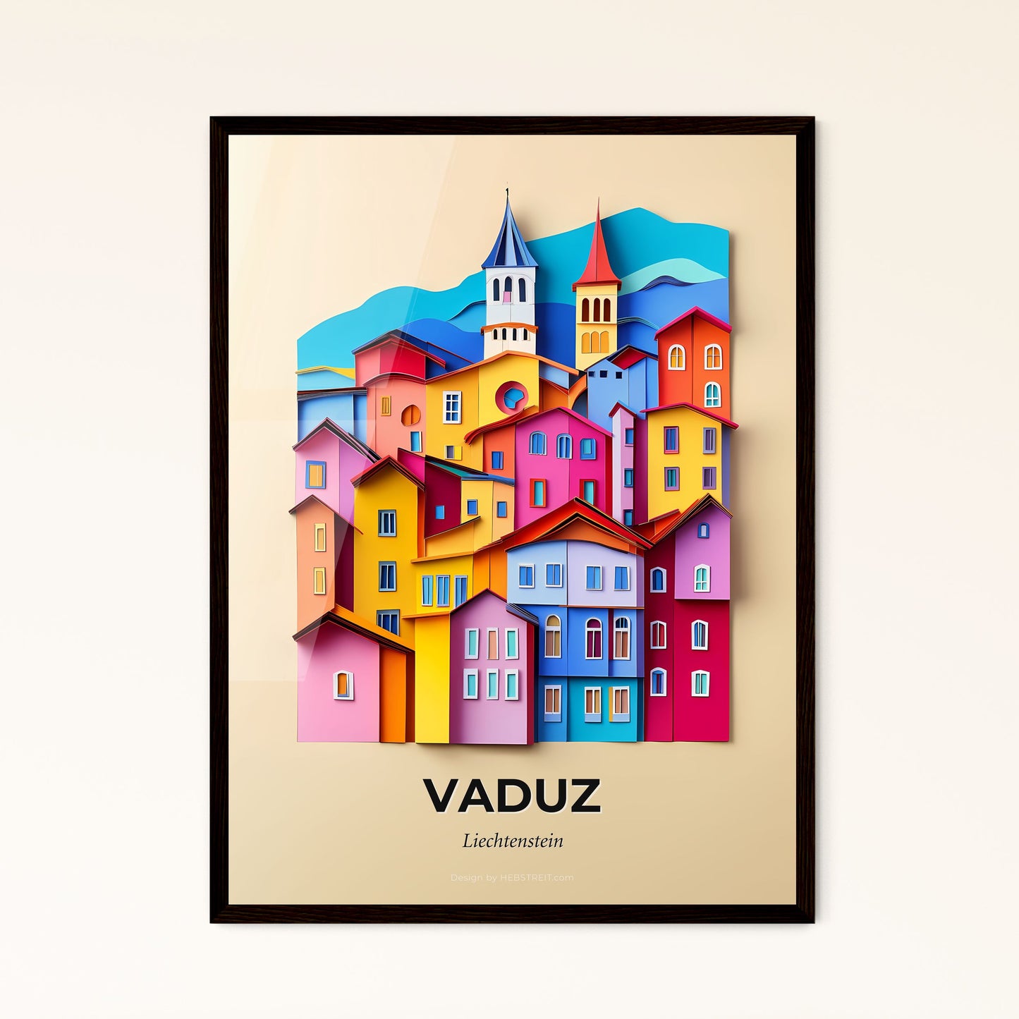 Vivid Vaduz, Liechtenstein - a colorful city with a clock tower on top of it