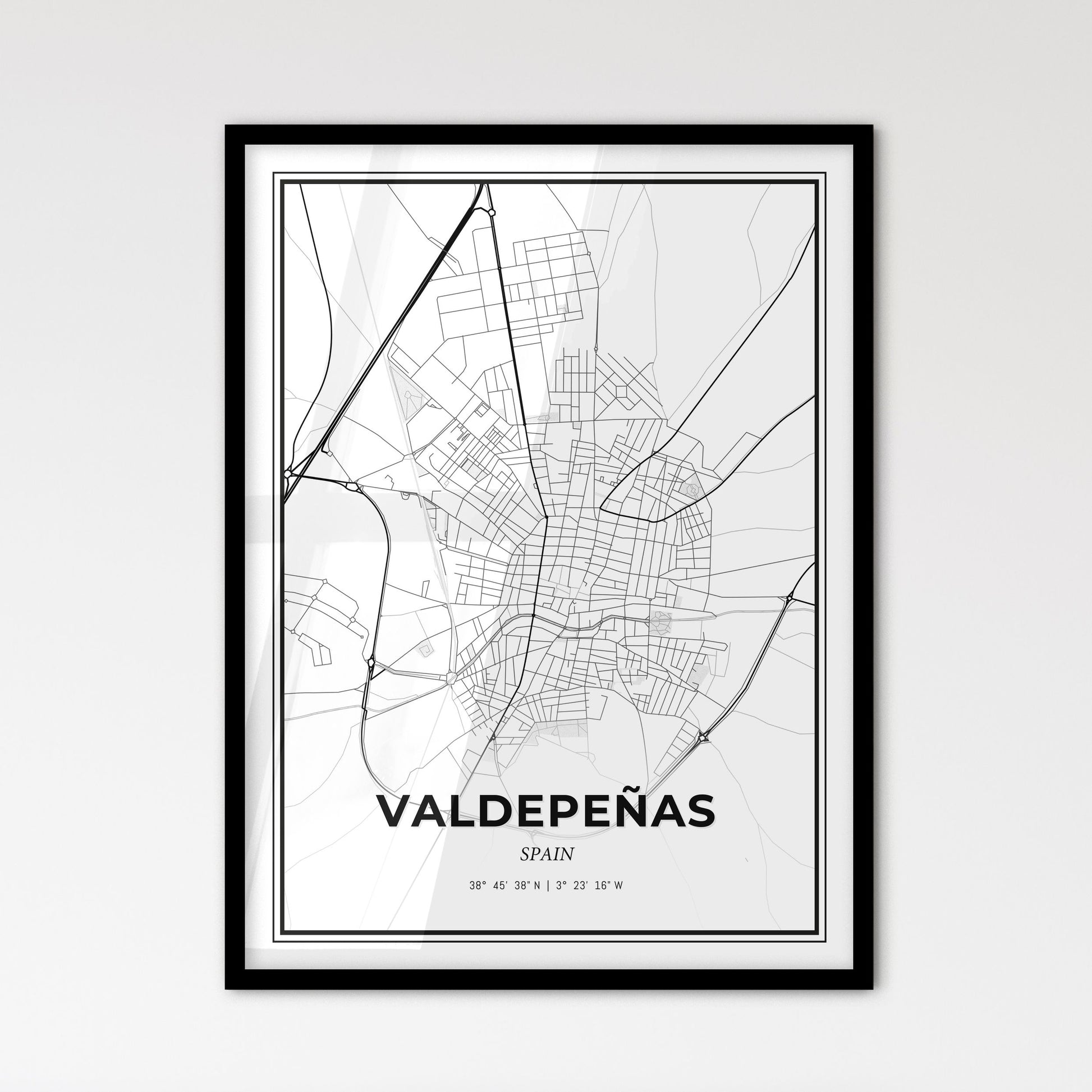 Valdepeñas Spain - Scandinavian Style City Map for Modern Home Decor