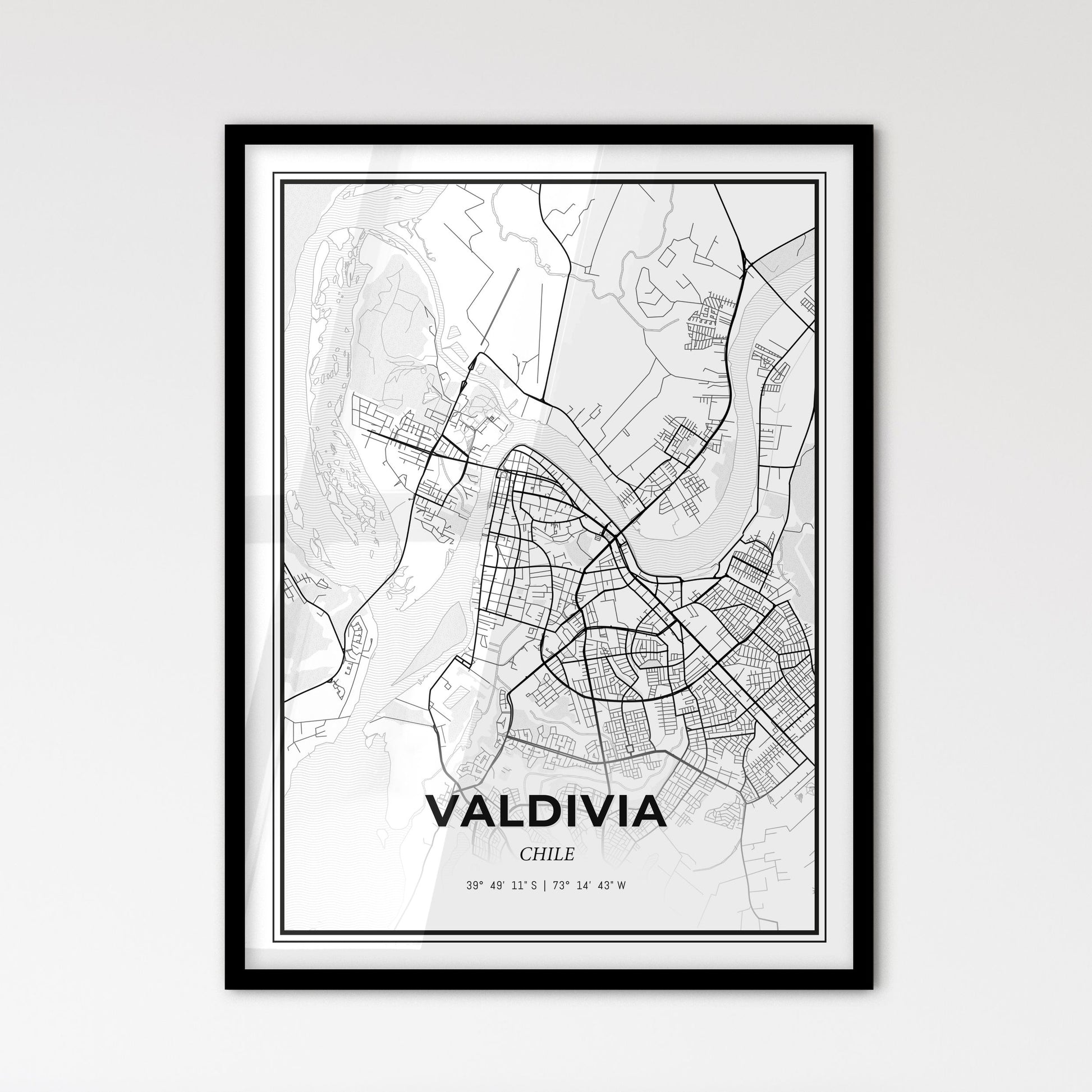 Valdivia Chile - Scandinavian Style City Map for Modern Home Decor