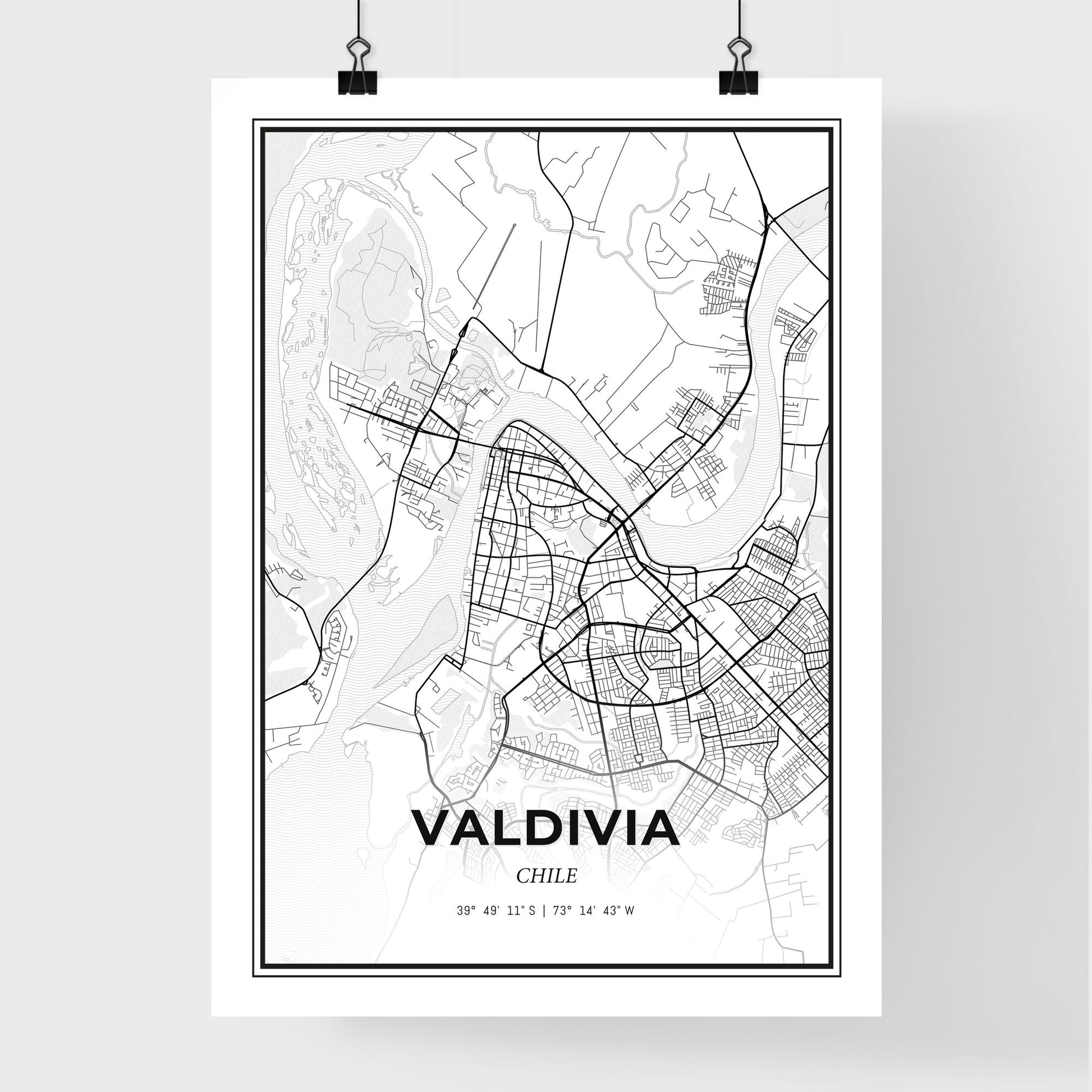 Valdivia Chile - Premium City Map Poster