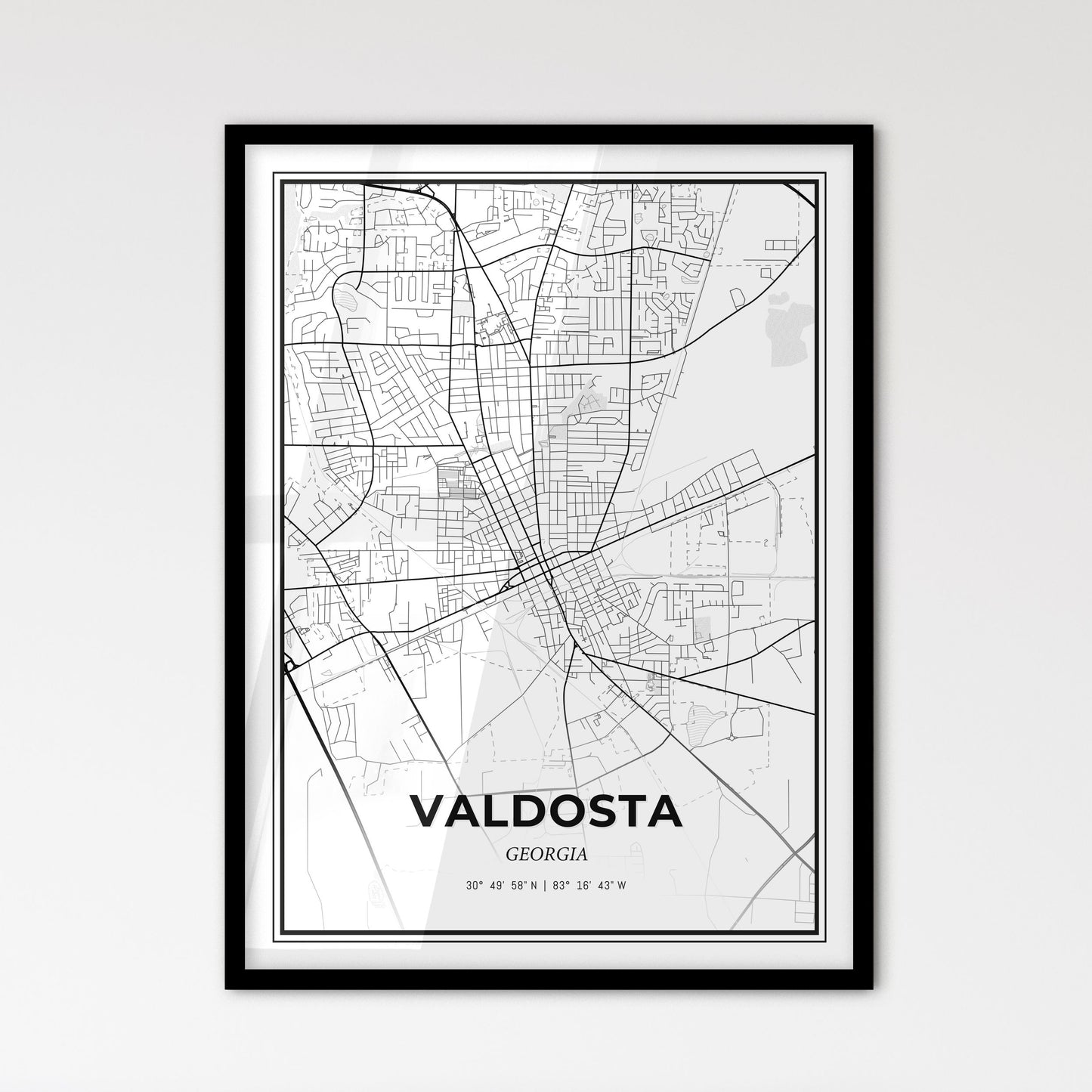 Valdosta Georgia - Scandinavian Style City Map for Modern Home Decor