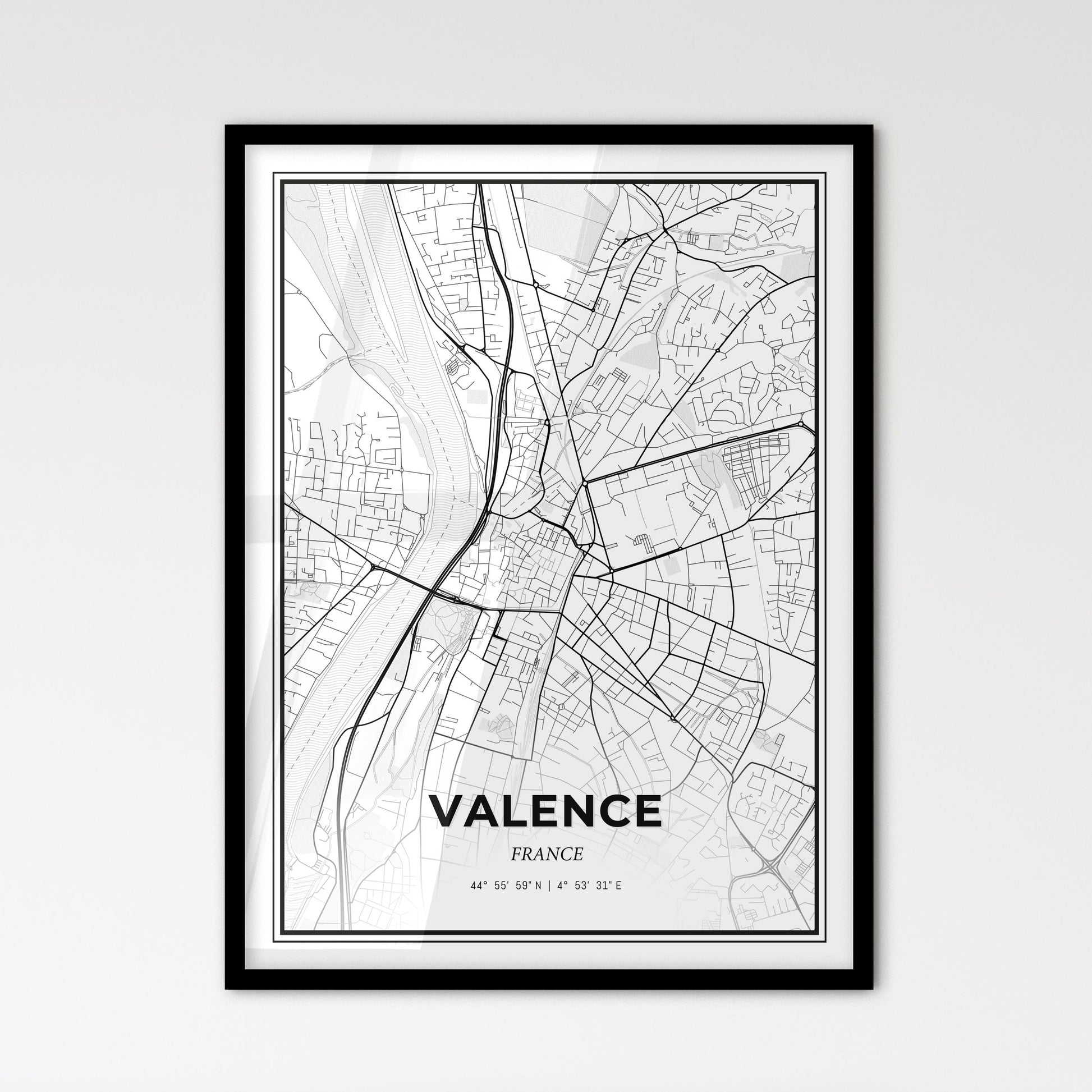 Valence France - Scandinavian Style City Map for Modern Home Decor