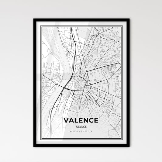 Valence France - Scandinavian Style City Map for Modern Home Decor