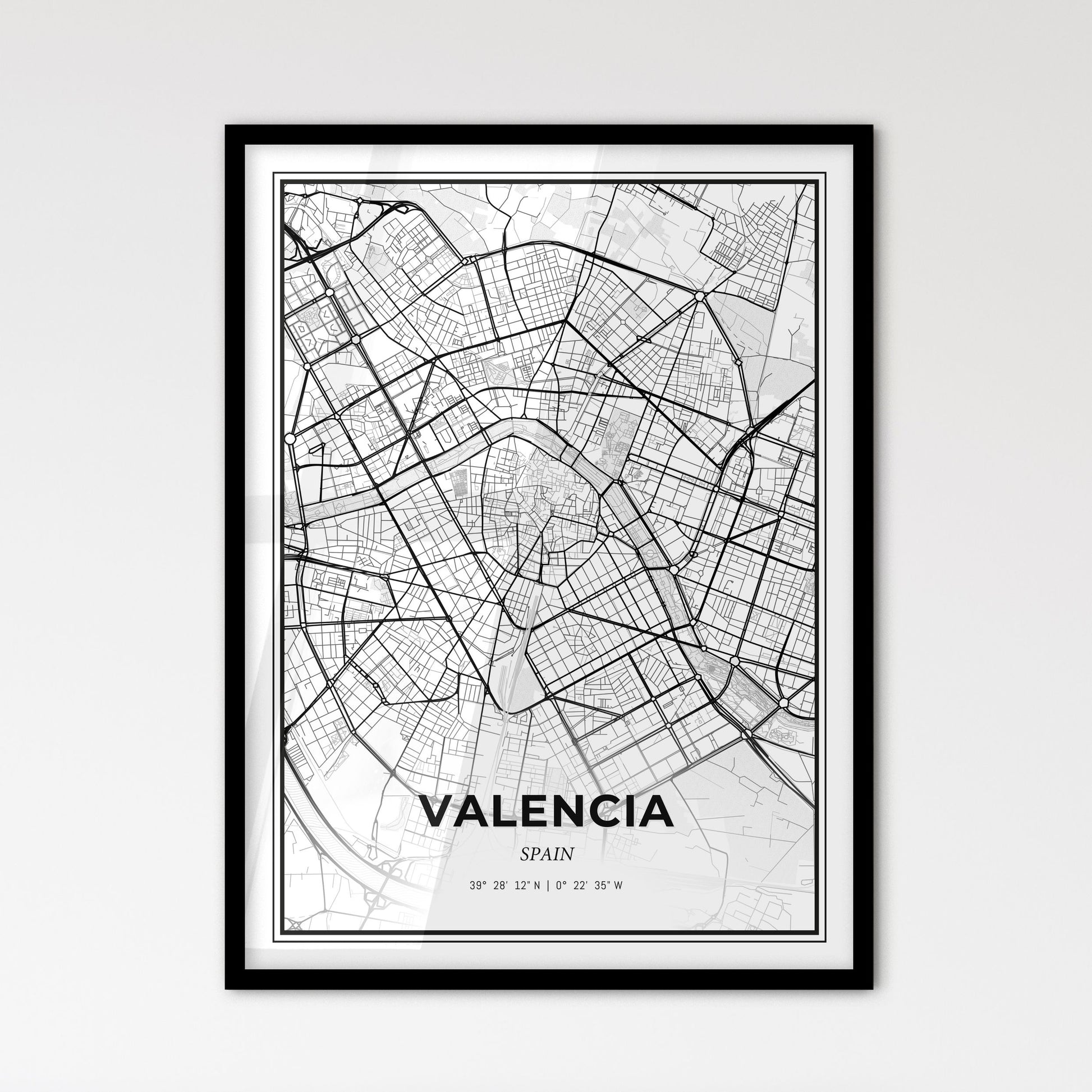 Valencia Spain - Scandinavian Style City Map for Modern Home Decor