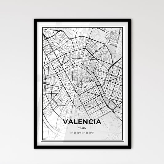 Valencia Spain - Scandinavian Style City Map for Modern Home Decor