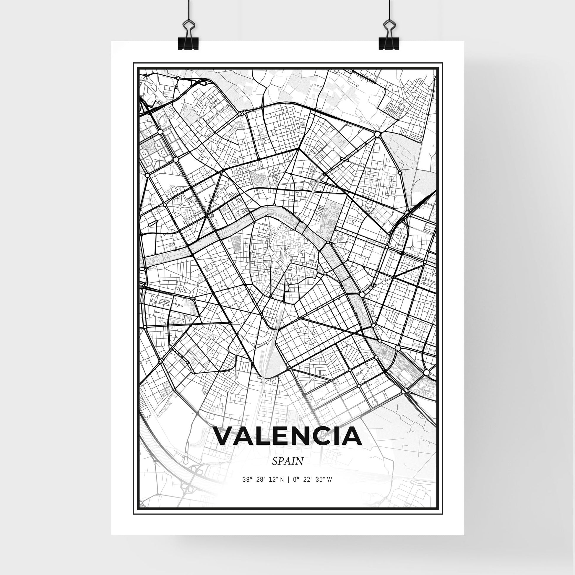 Valencia Spain - Premium City Map Poster