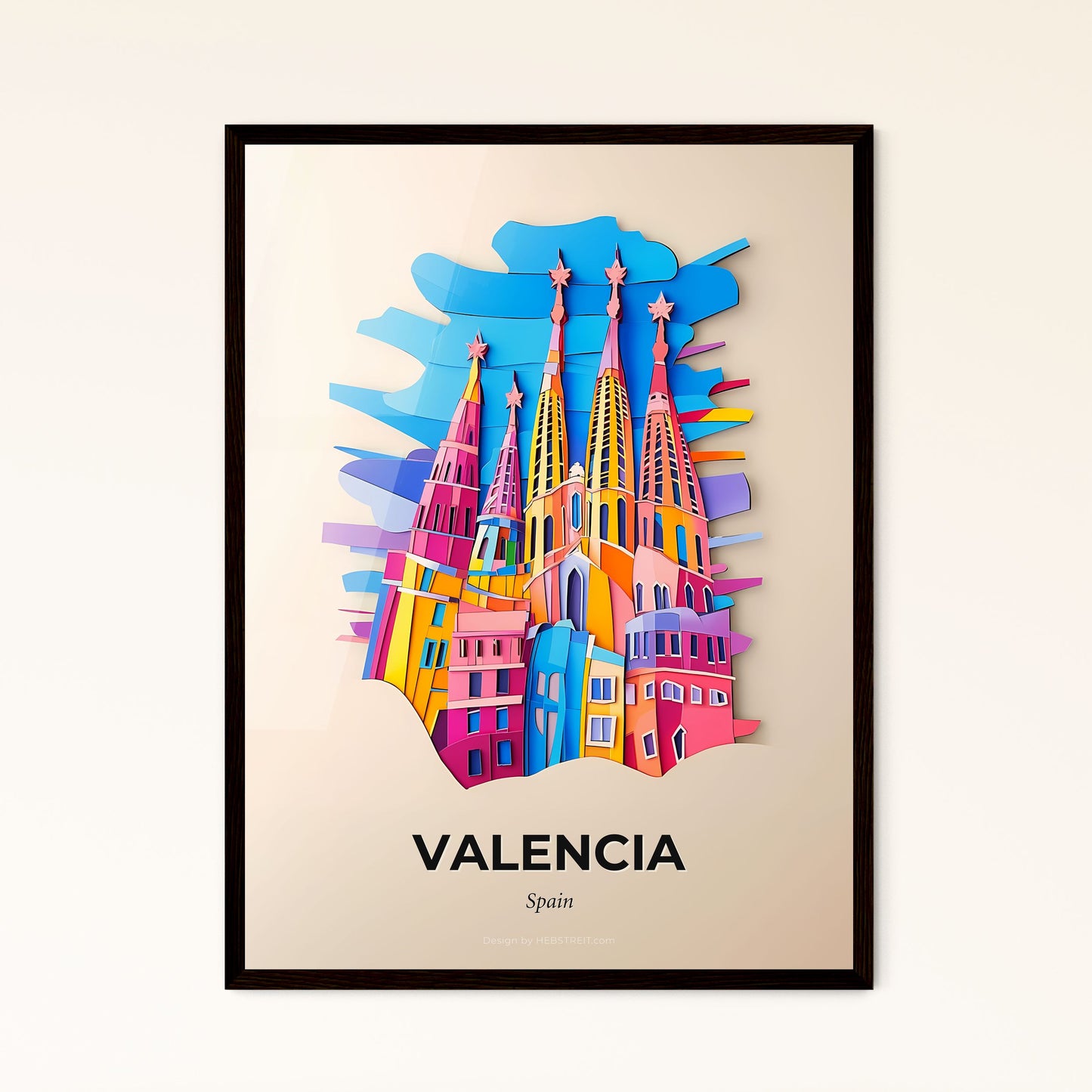 Vivid Valencia, Spain - a colorful city with a clock on the wall