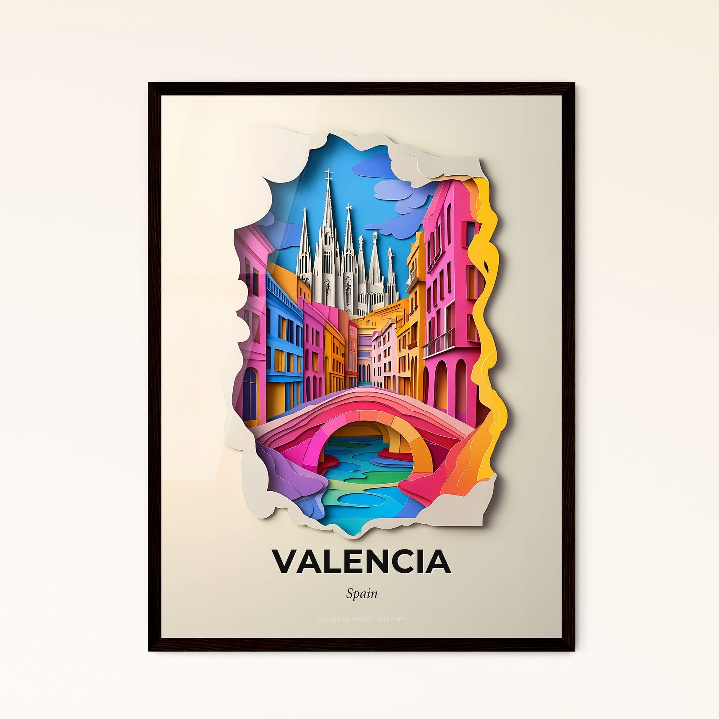 Vivid Valencia, Spain - a paper cut of a city with a bridge