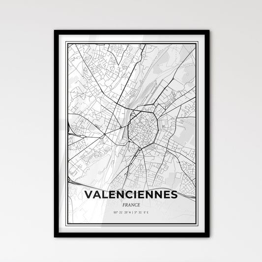 Valenciennes France - Scandinavian Style City Map for Modern Home Decor