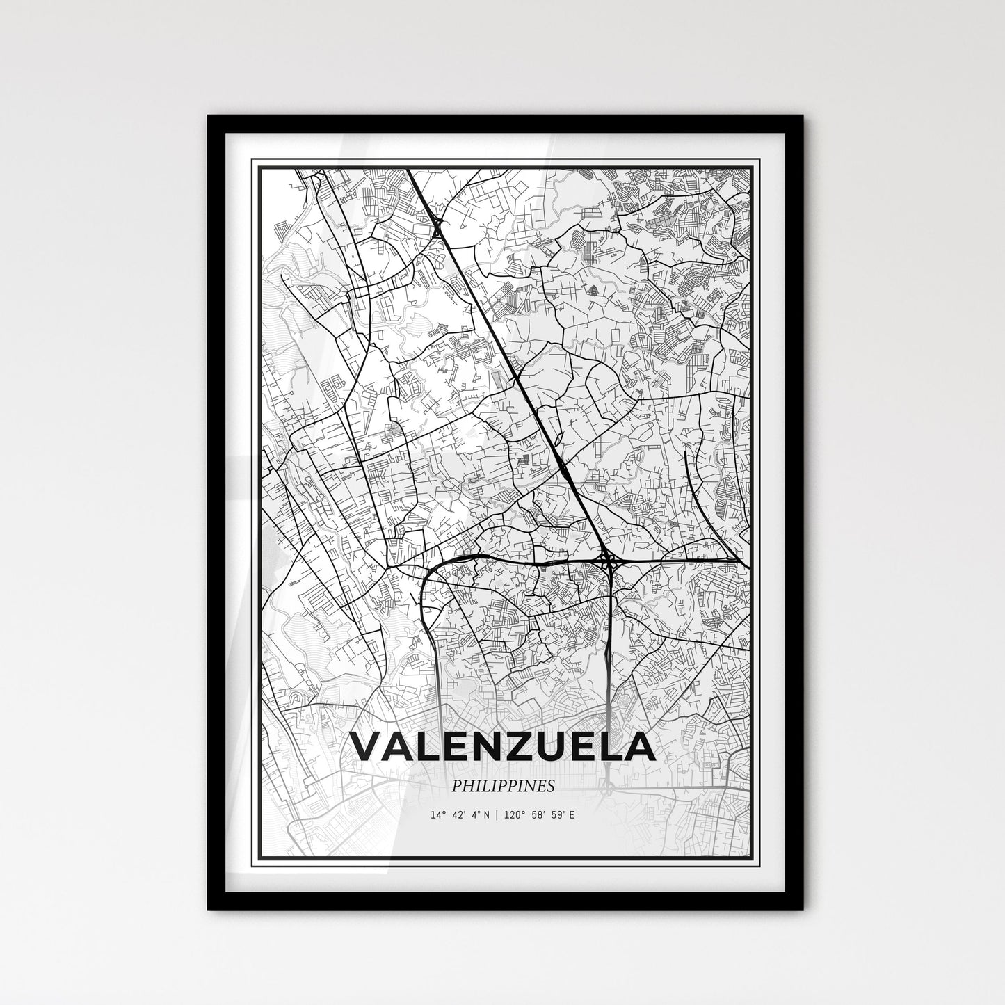 Valenzuela Philippines - Scandinavian Style City Map for Modern Home Decor