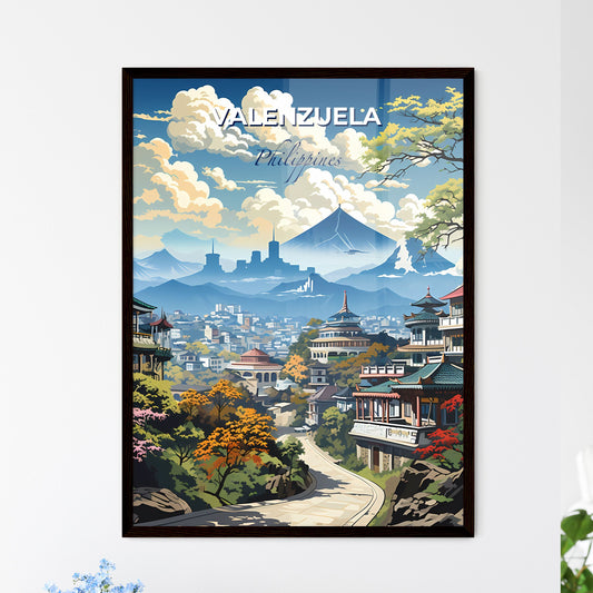 Vibrant Painting Depicting Valenzuela Philippines Skyline with Serene Mountain Backdrop Default Title