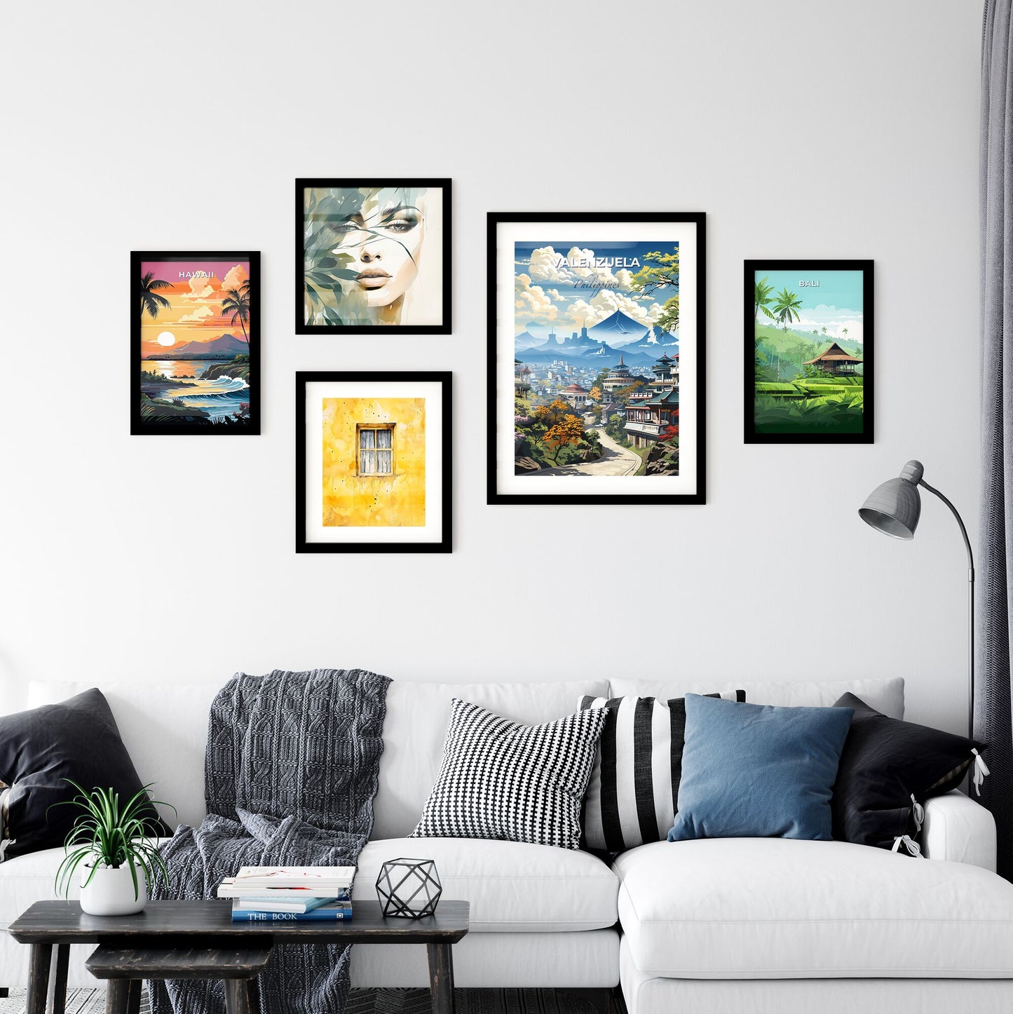 Vibrant Painting Depicting Valenzuela Philippines Skyline with Serene Mountain Backdrop Default Title