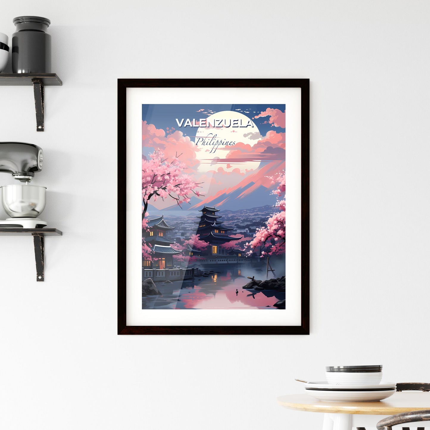 Valenzuela Philippines City Skyline Vibrant Art Landscape River Building Pink Blossoms Default Title