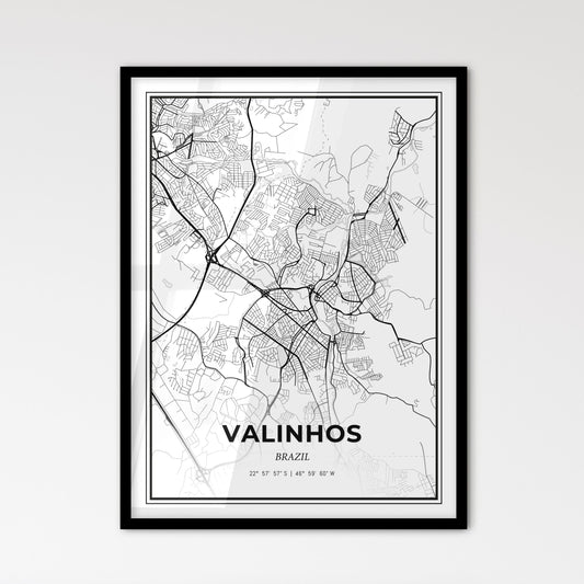 Valinhos Brazil - Scandinavian Style City Map for Modern Home Decor