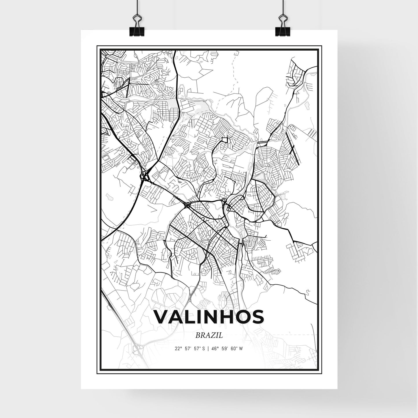 Valinhos Brazil - Premium City Map Poster