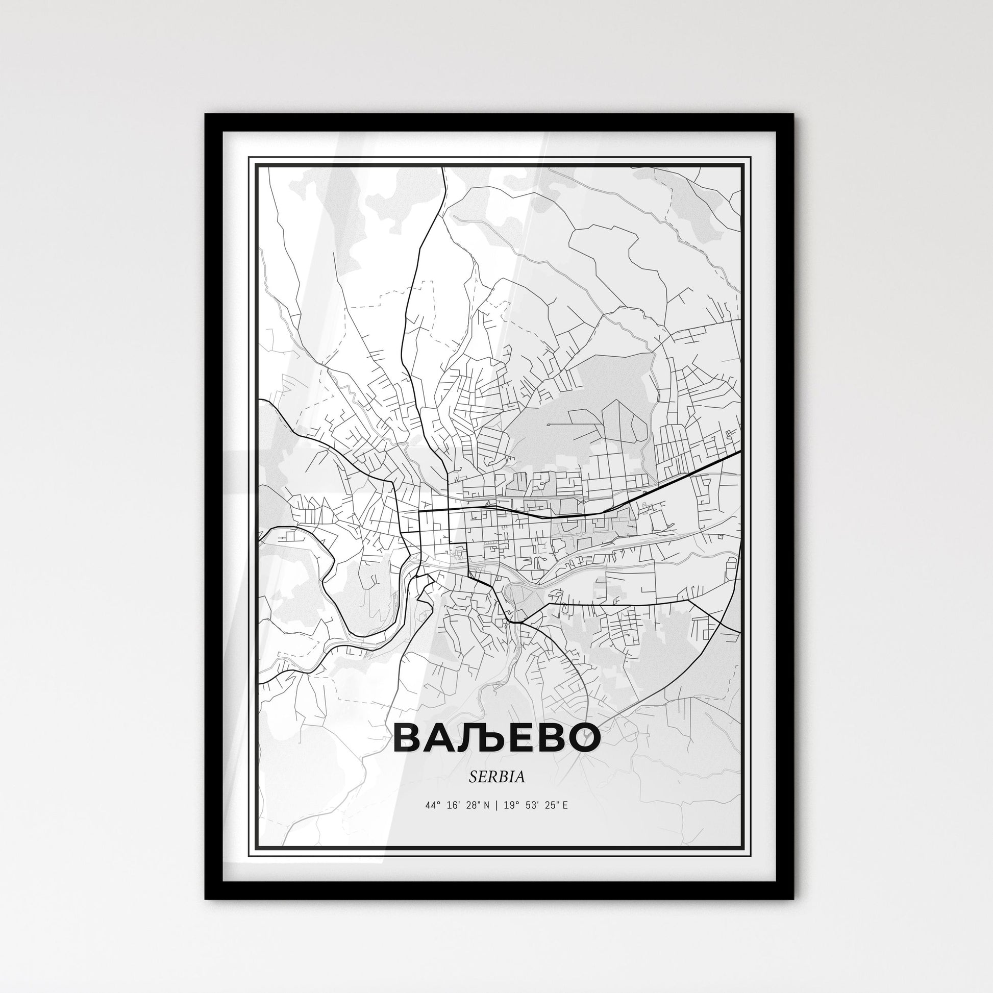 Valjevo Serbia - Scandinavian Style City Map for Modern Home Decor