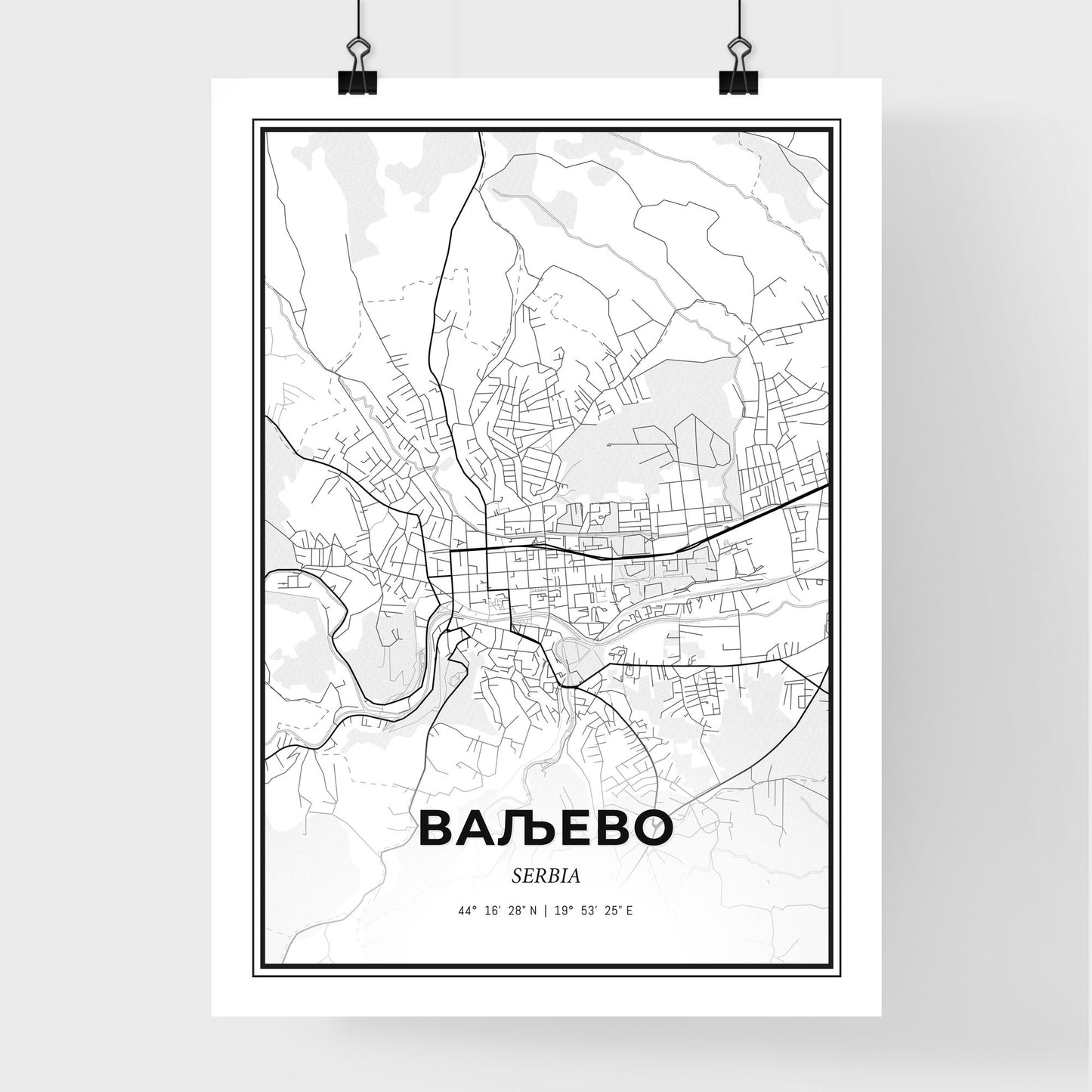 Valjevo Serbia - Premium City Map Poster