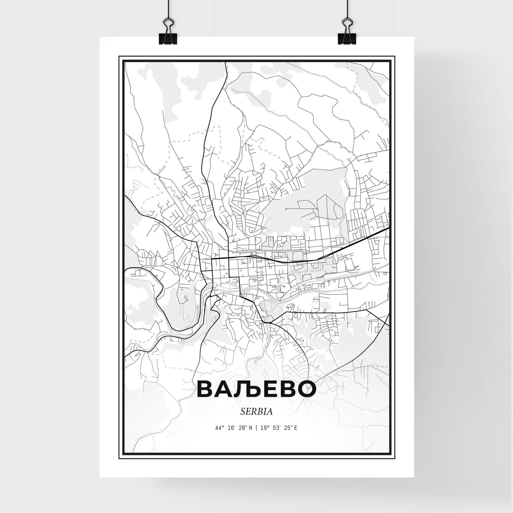 Valjevo Serbia - Premium City Map Poster