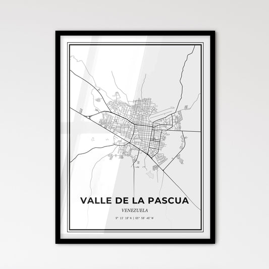 Valle de La Pascua Venezuela - Scandinavian Style City Map for Modern Home Decor