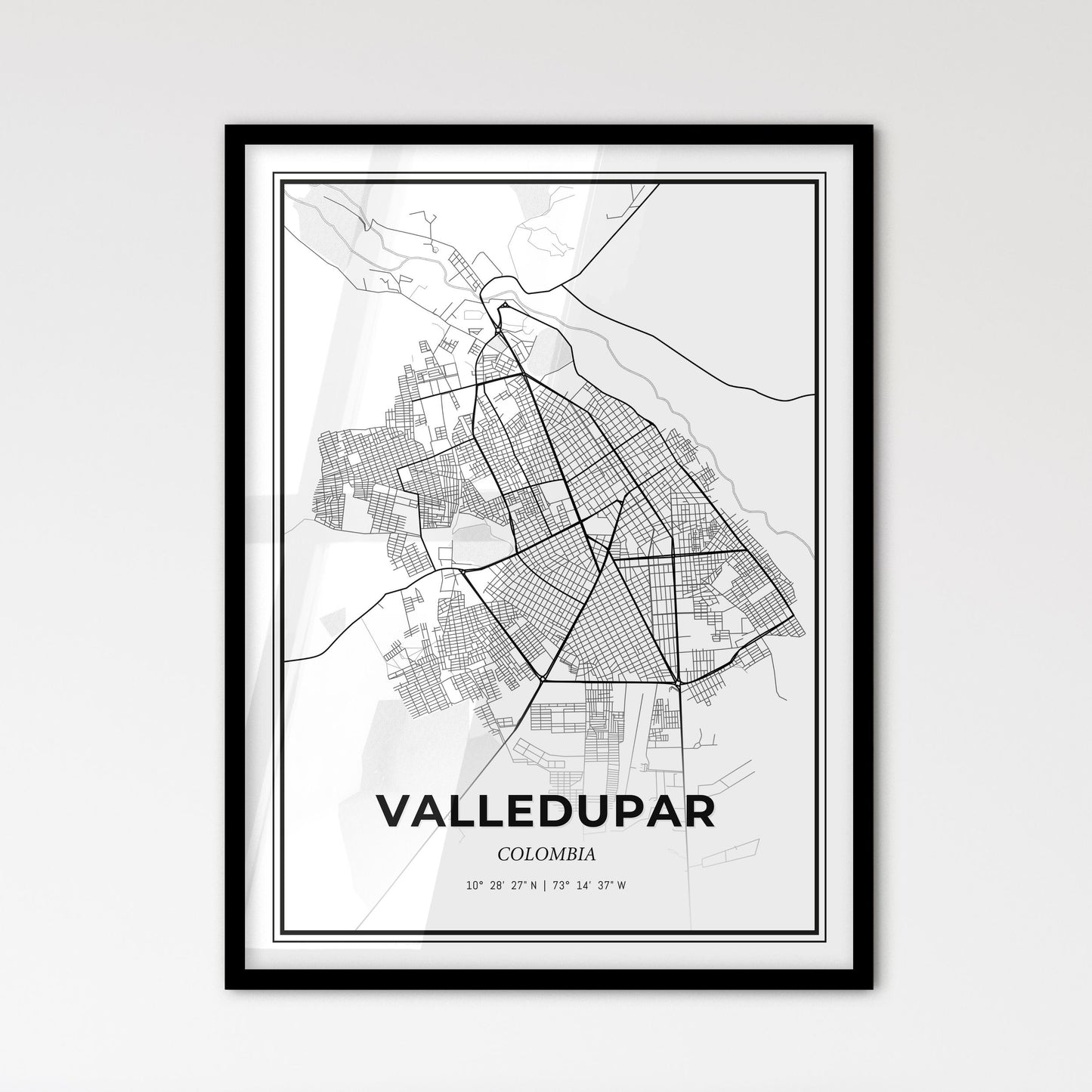 Valledupar Colombia - Scandinavian Style City Map for Modern Home Decor