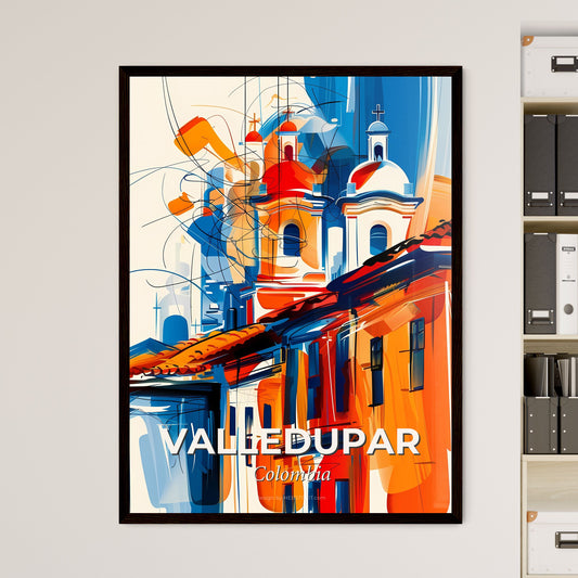 Vibrant Valledupar, Colombia - A Painting Of A Building With A White Wall And Blue And Orange Roof