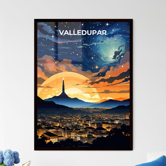 Colorful Painting of Valledupar City Skyline with a Tower in the Distance, Colombia Default Title