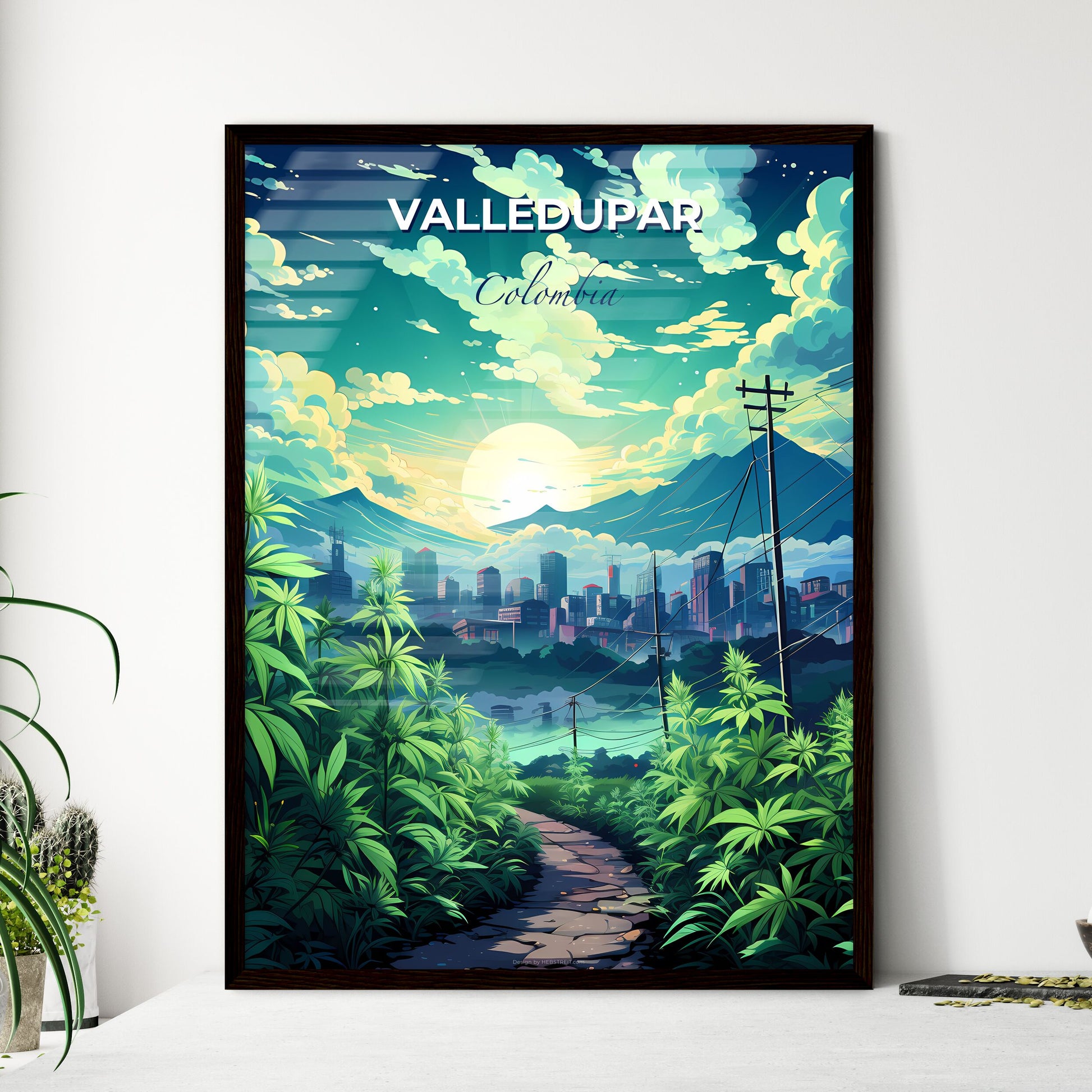 Valledupar Colombia Cityscape Art Painting Skyline Landscape Plants Vibrant Colors Artistic Default Title