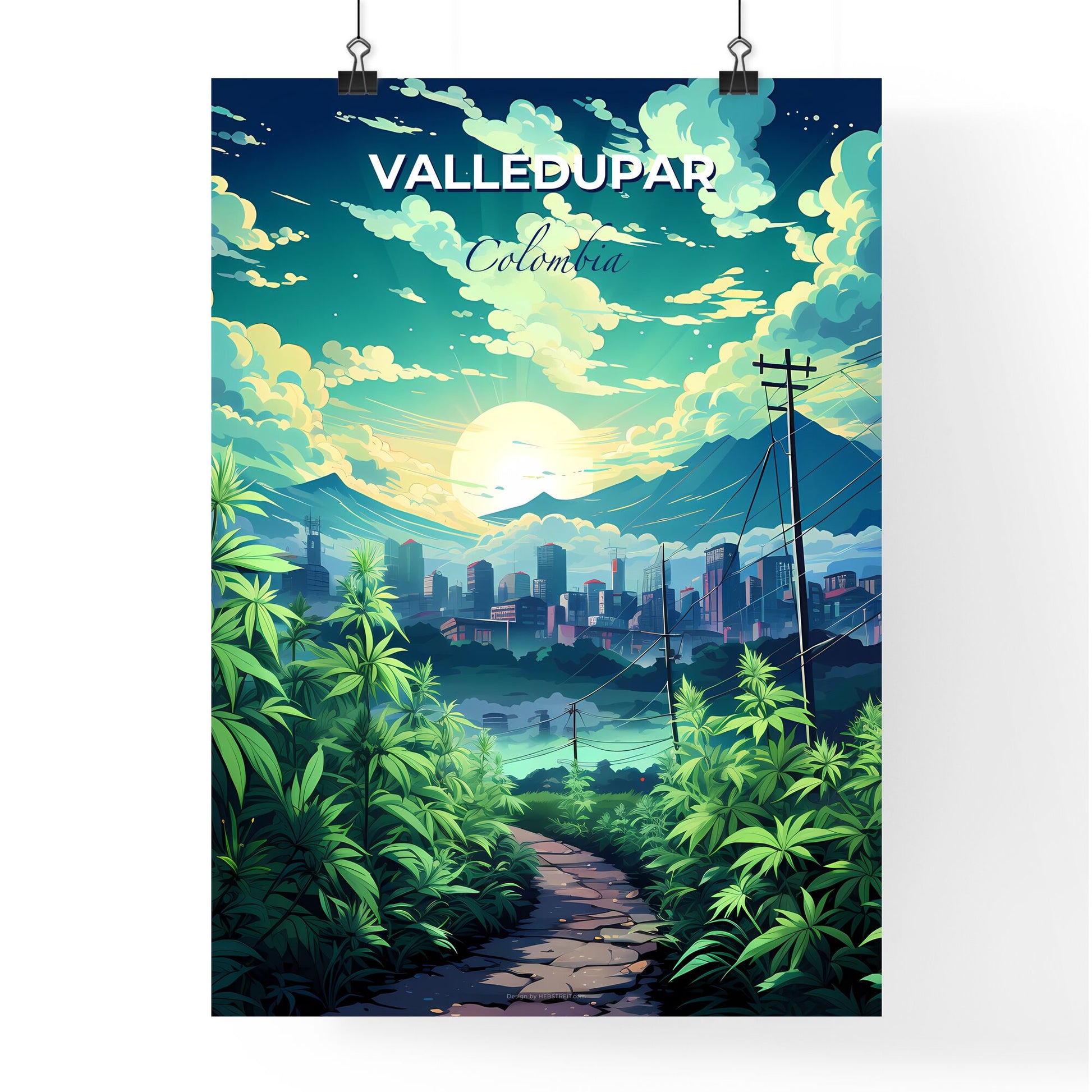 Valledupar Colombia Cityscape Art Painting Skyline Landscape Plants Vibrant Colors Artistic Default Title