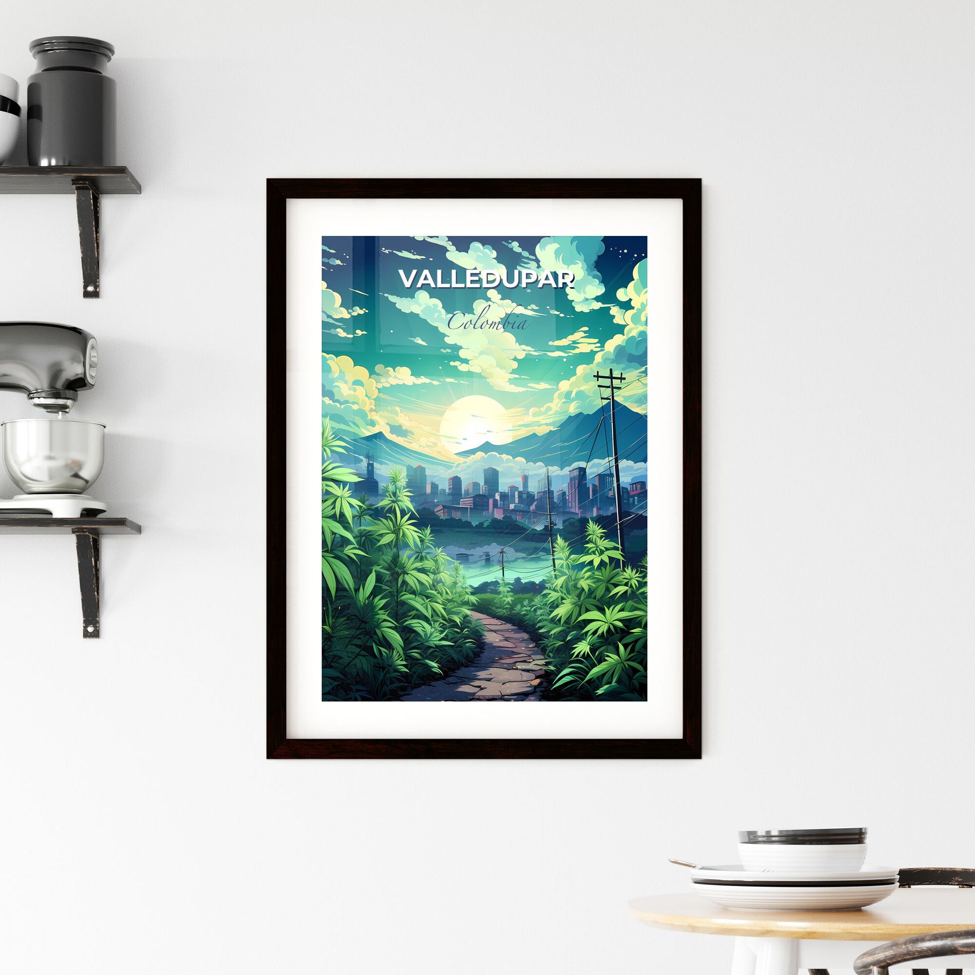 Valledupar Colombia Cityscape Art Painting Skyline Landscape Plants Vibrant Colors Artistic Default Title