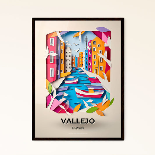 Vivid Vallejo, California - a paper cut of a city with boats and birds