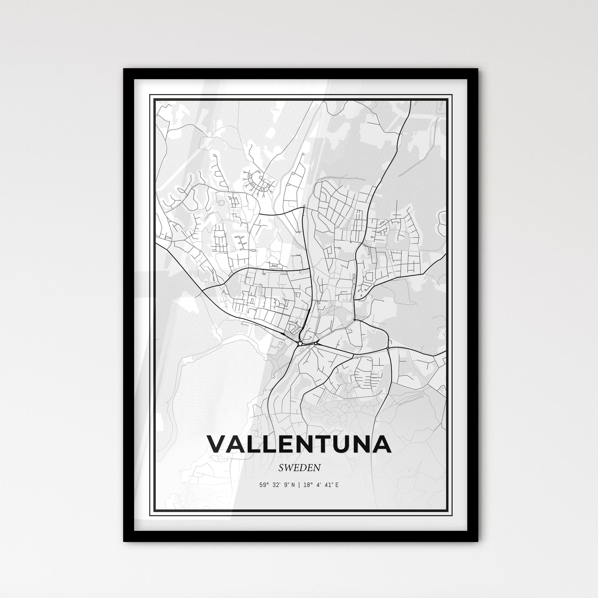 Vallentuna Sweden - Scandinavian Style City Map for Modern Home Decor