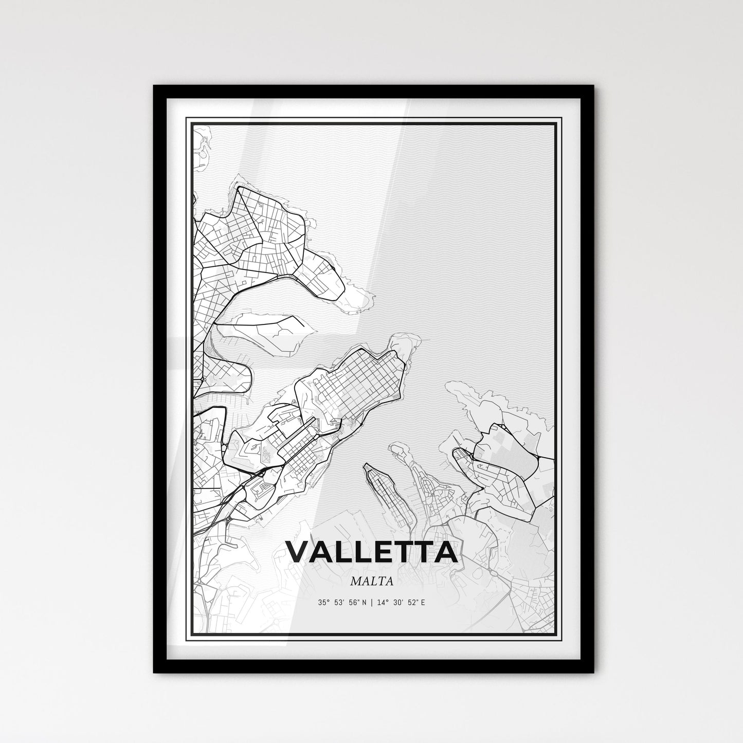 Valletta Malta - Scandinavian Style City Map for Modern Home Decor