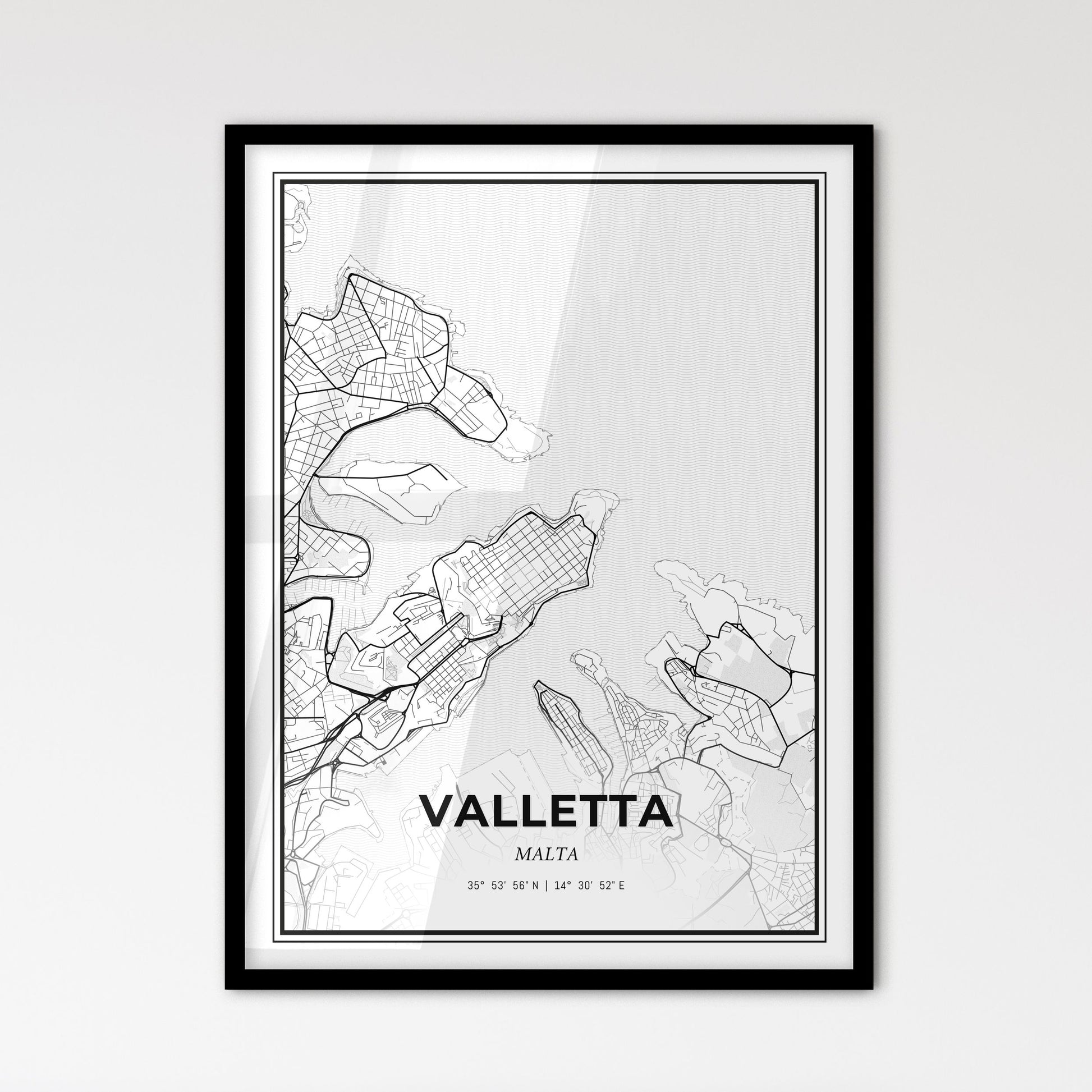 Valletta Malta - Scandinavian Style City Map for Modern Home Decor