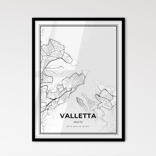 Valletta Malta - Scandinavian Style City Map for Modern Home Decor