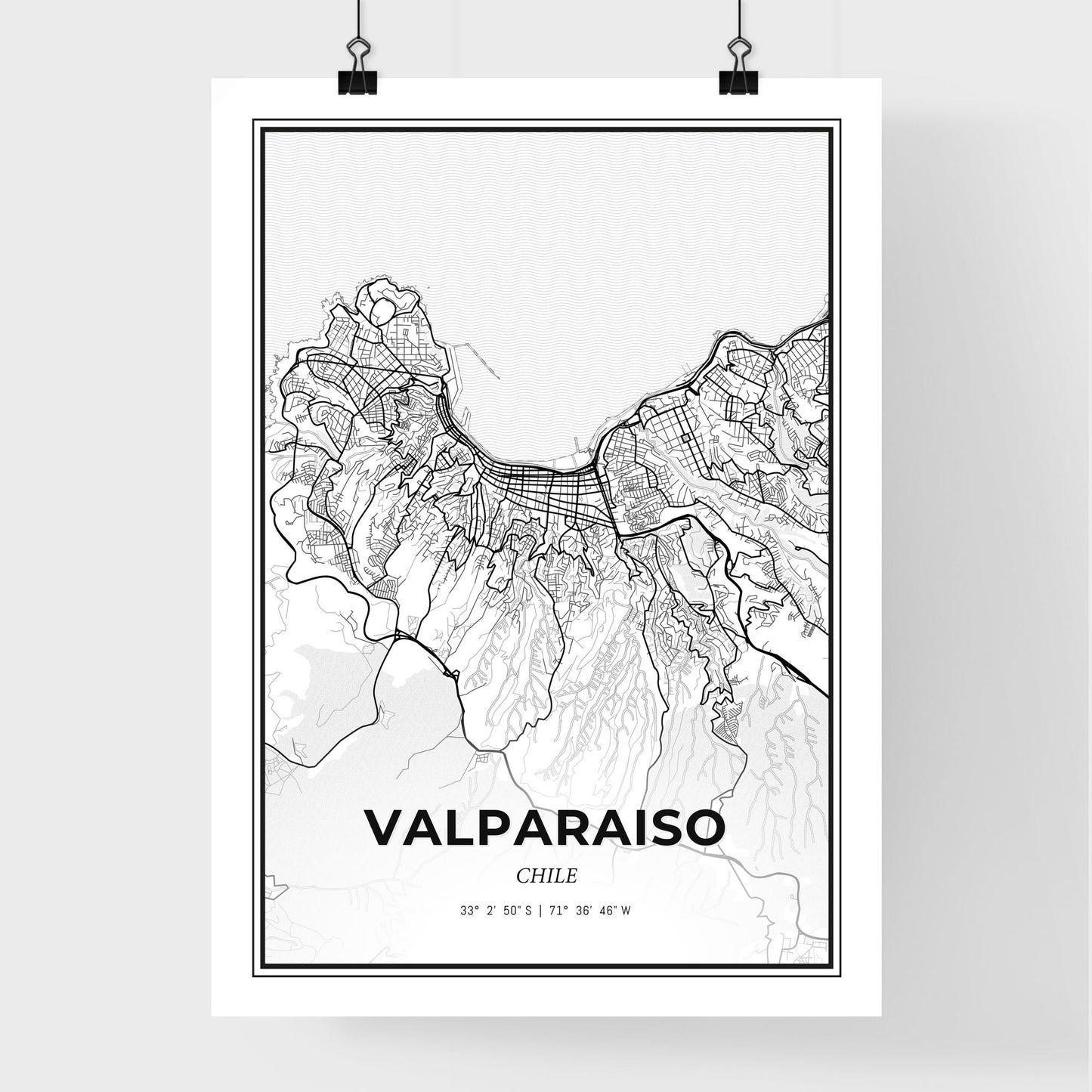 Valparaiso Chile - Premium City Map Poster