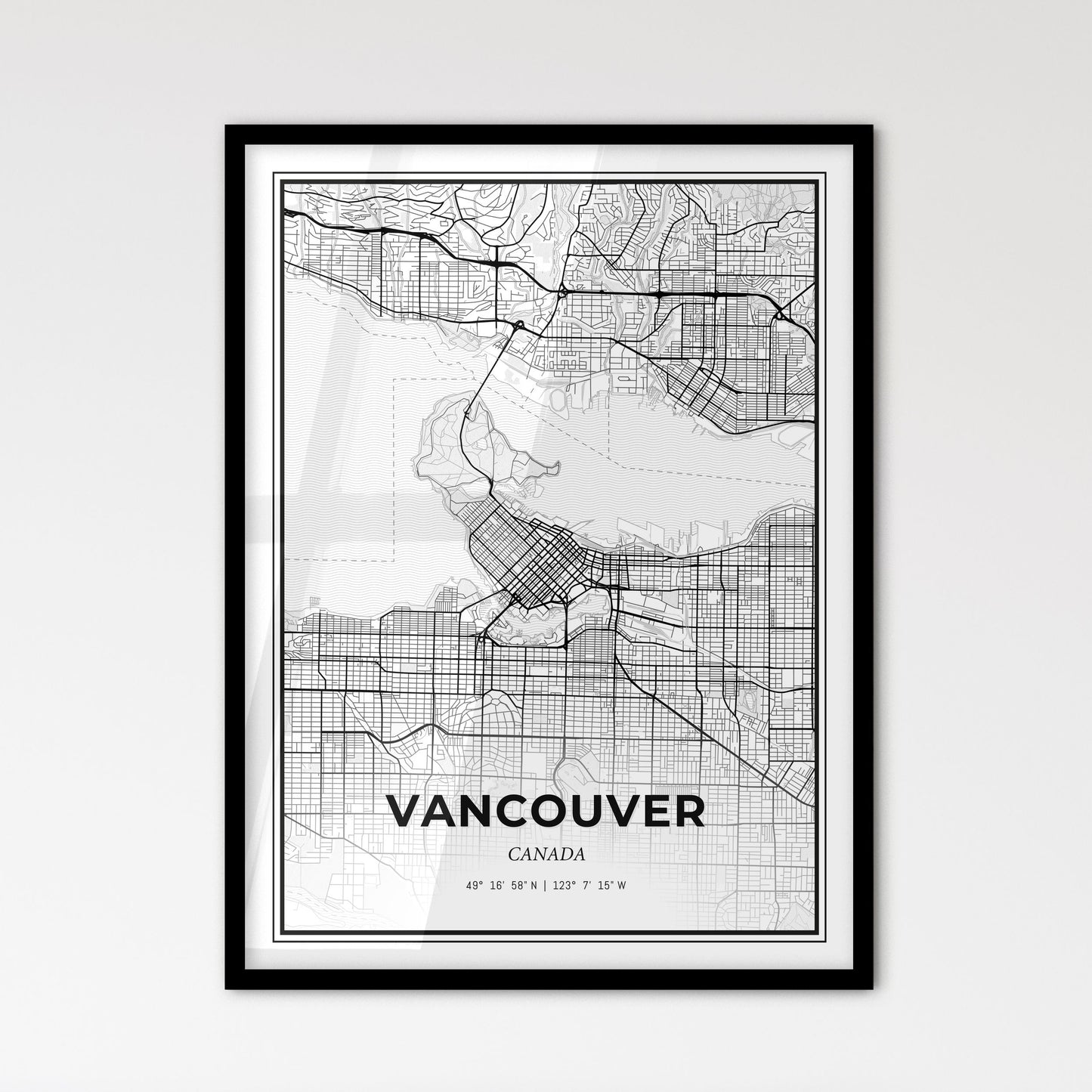 Vancouver Canada - Scandinavian Style City Map for Modern Home Decor