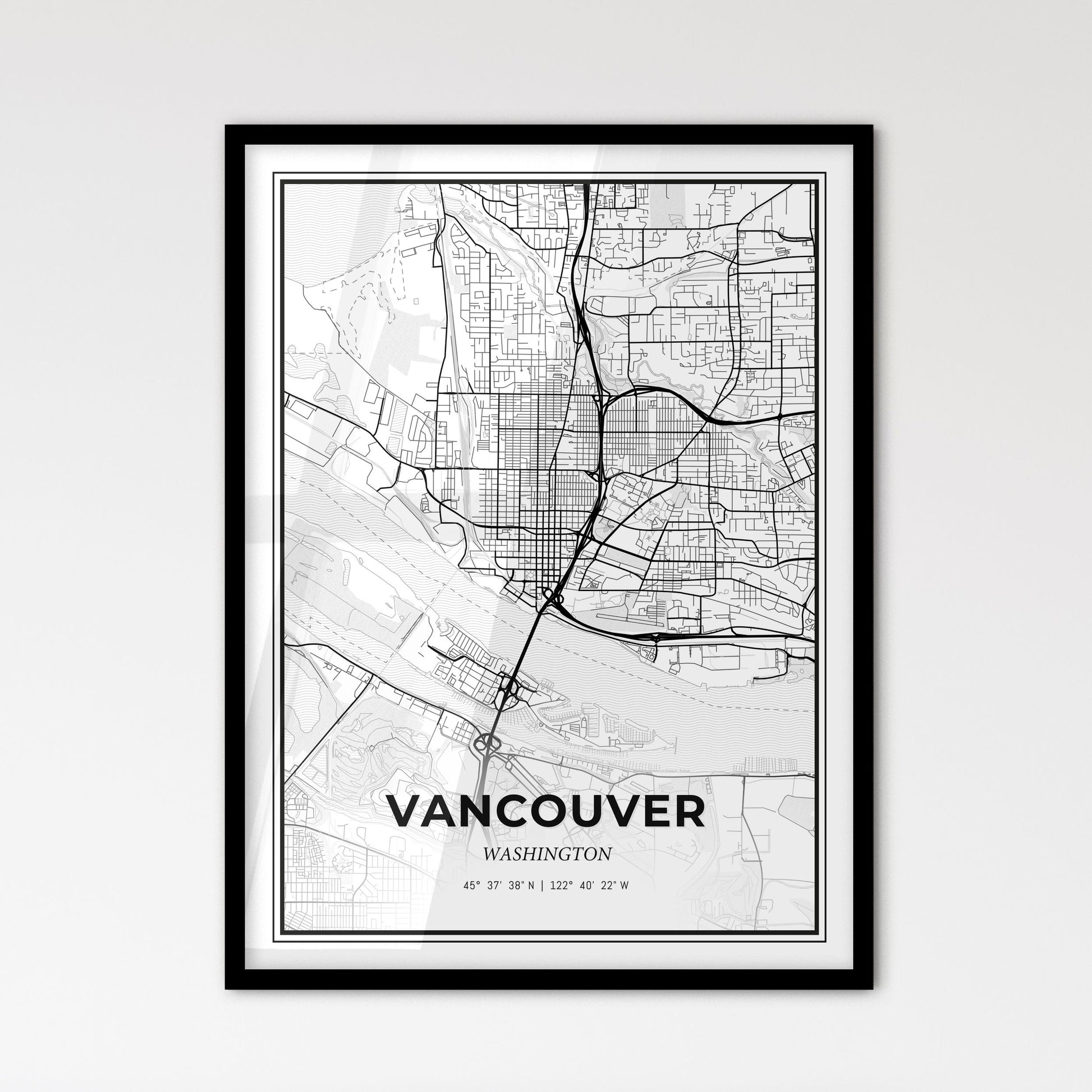 Vancouver Washington - Scandinavian Style City Map for Modern Home Decor