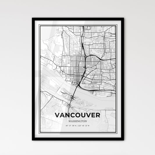 Vancouver Washington - Scandinavian Style City Map for Modern Home Decor