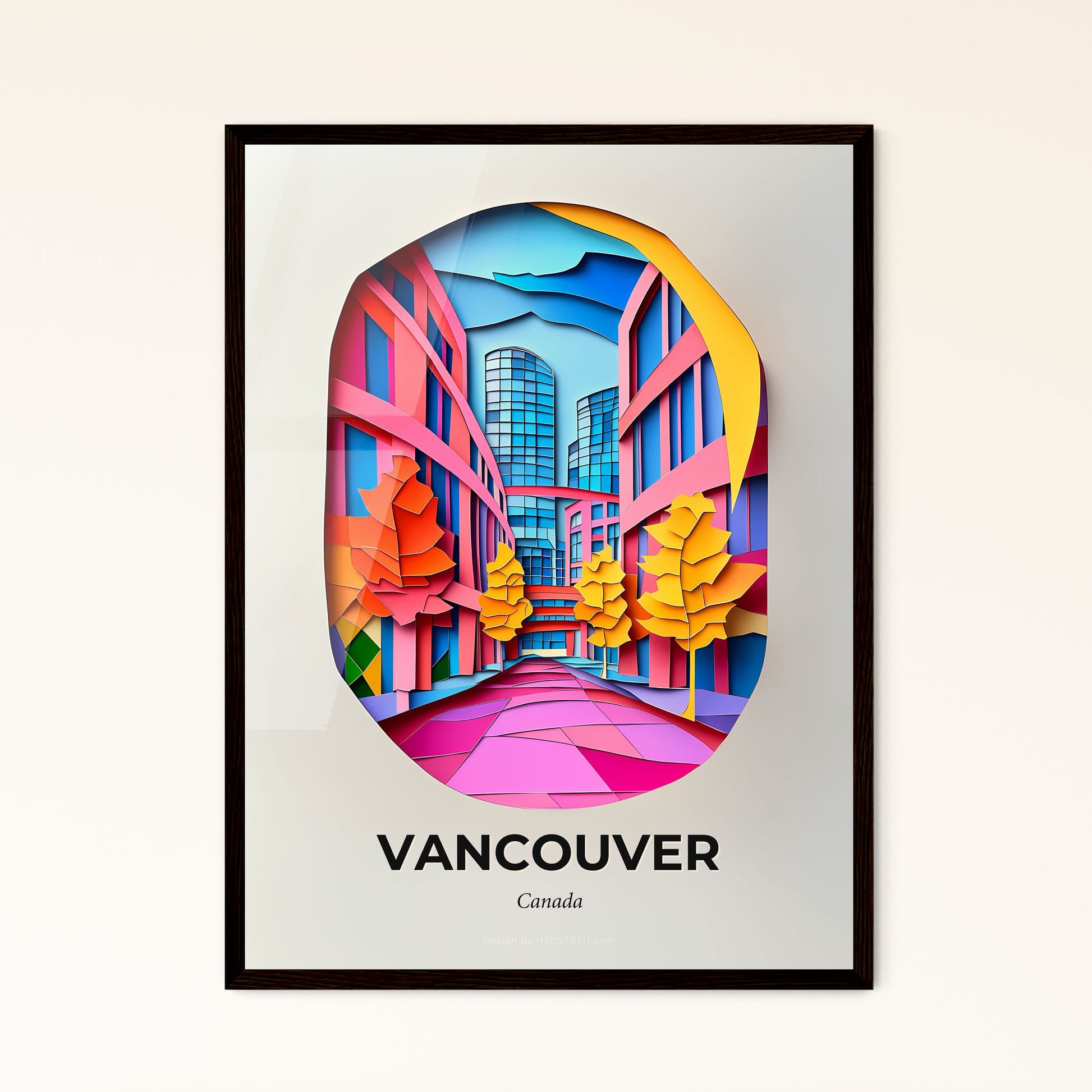 Vivid Vancouver, Canada - a paper cut of a city street with trees