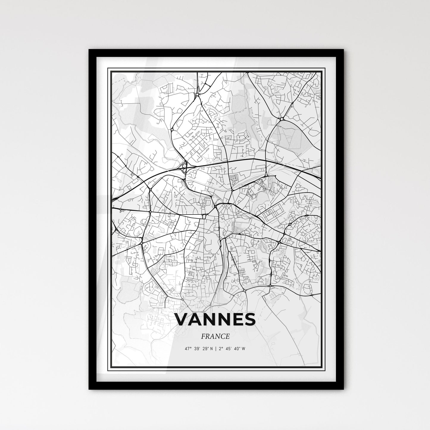 Vannes France - Scandinavian Style City Map for Modern Home Decor