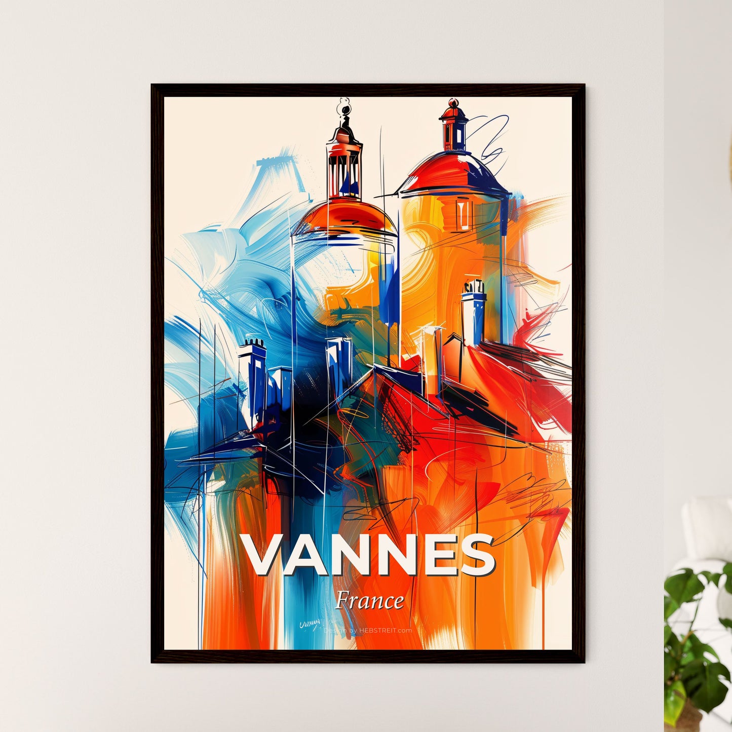 Vibrant Vannes, France - A Painting Of Buildings With Towers