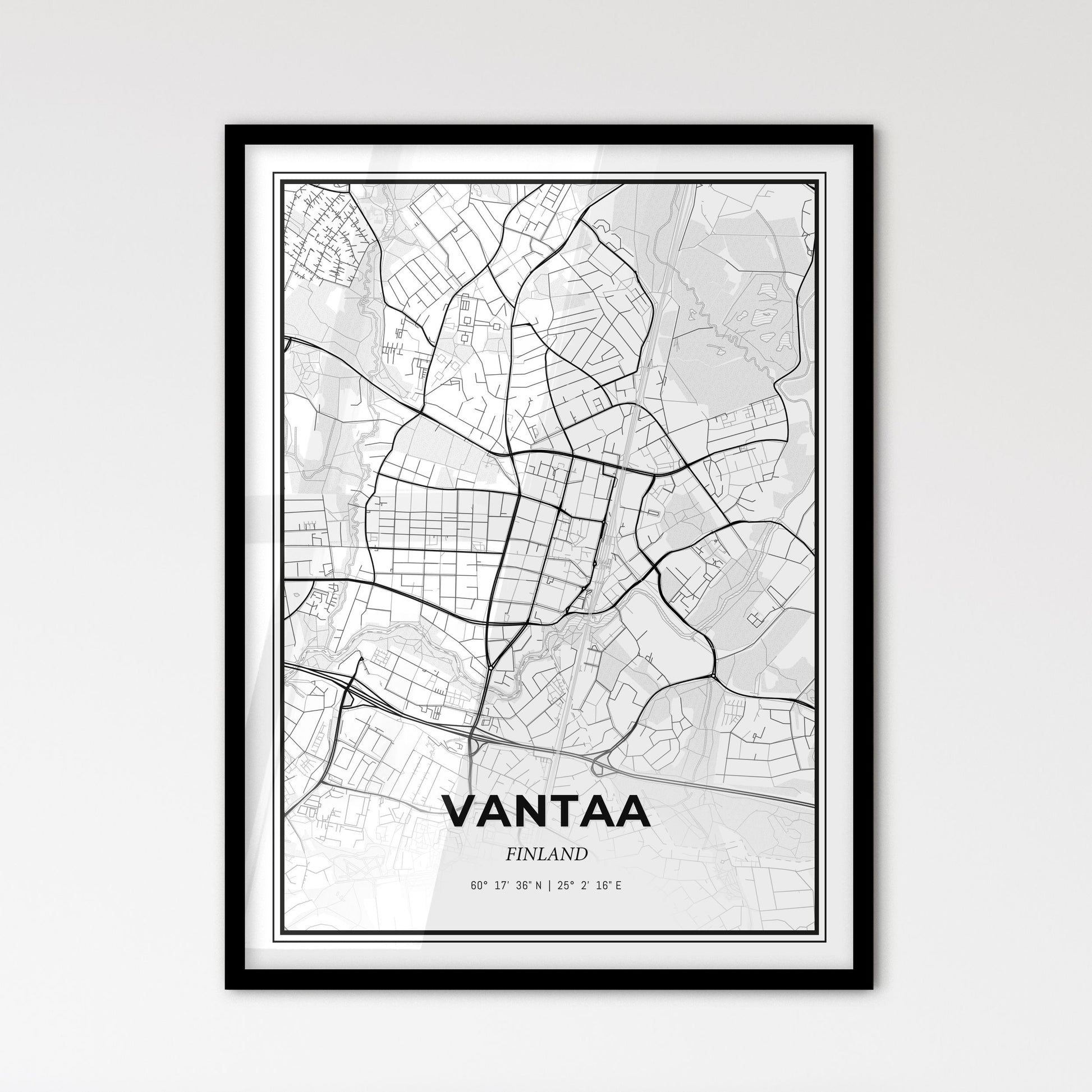 Vantaa Finland - Scandinavian Style City Map for Modern Home Decor