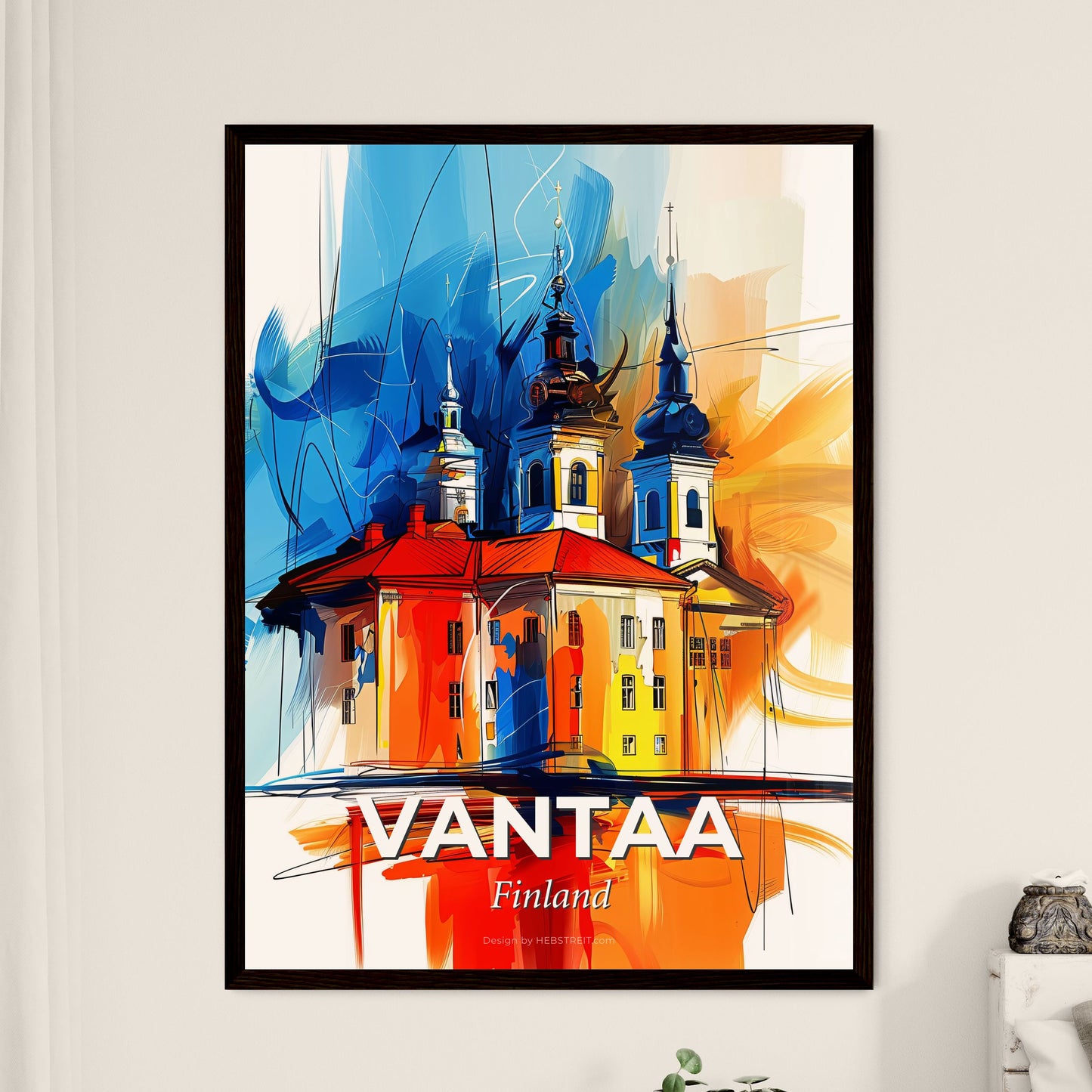 Vibrant Vantaa, Finland - A Painting Of A Building