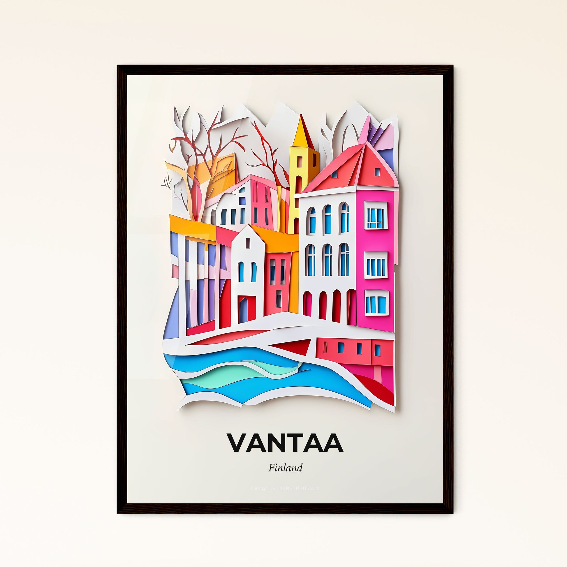 Vivid Vantaa, Finland - a paper cut of a city with a river