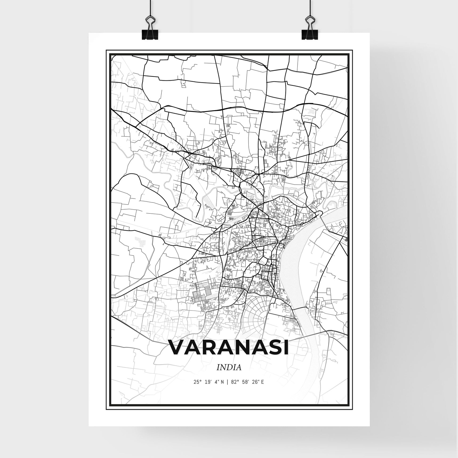 Varanasi India - Premium City Map Poster